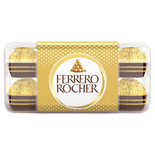 Ferrero Rocher Milk Chocolate Hazelnut Pralines Gift Box of Chocolates 16 Pieces